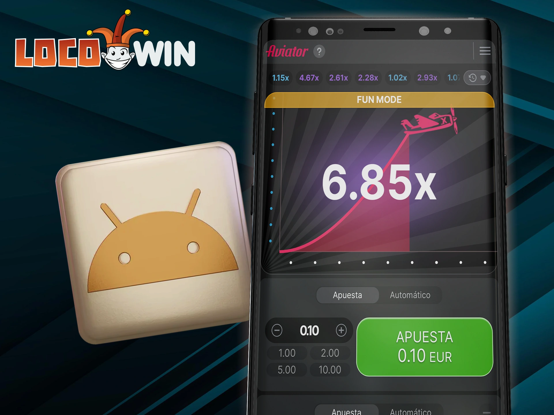 Locowin ofrece a los usuarios de Android una práctica aplicación para jugar a Aviator.